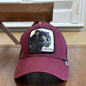 Goorin Bros Panther Animal The Farm Maroon Adjustable Mesh Back Trucker Hat OS